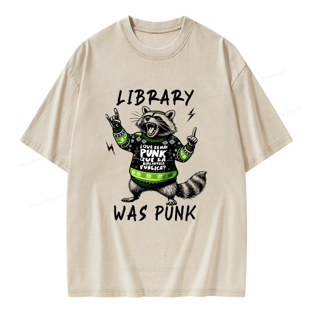Pagewings Library Was Punk Unisex Washed T-shirt
