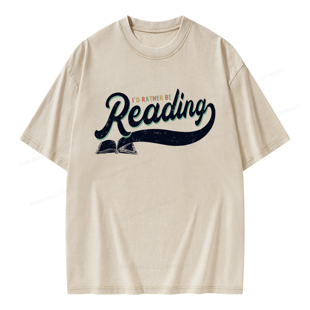 Pagewings I’d Rather Be Reading Unisex Washed T-shirt