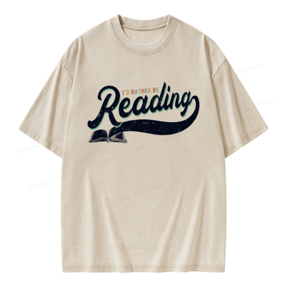 Pagewings I’d Rather Be Reading Unisex Washed T-shirt
