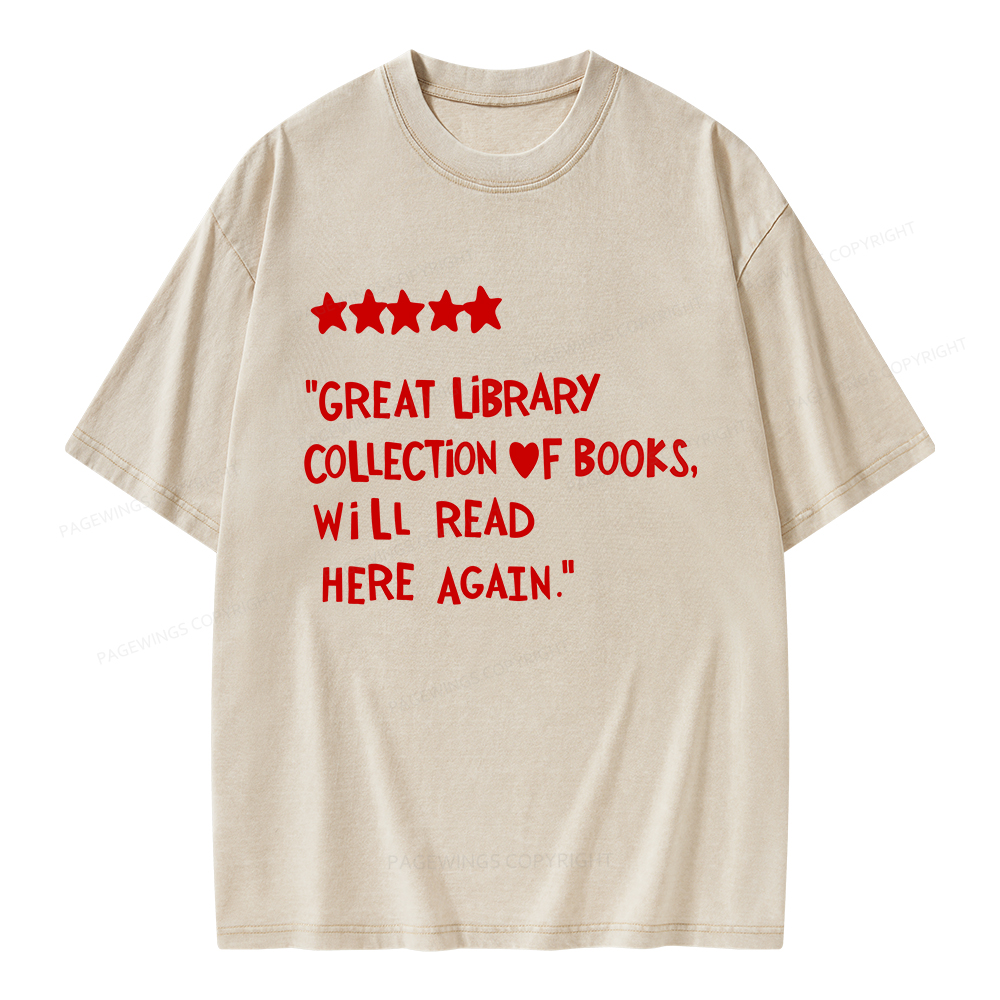 Pagewings Great Library Collection Of Books Unisex Washed T-shirt