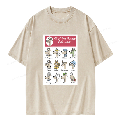 Pagewings All Of The Author Reindeer Unisex Washed T-shirt