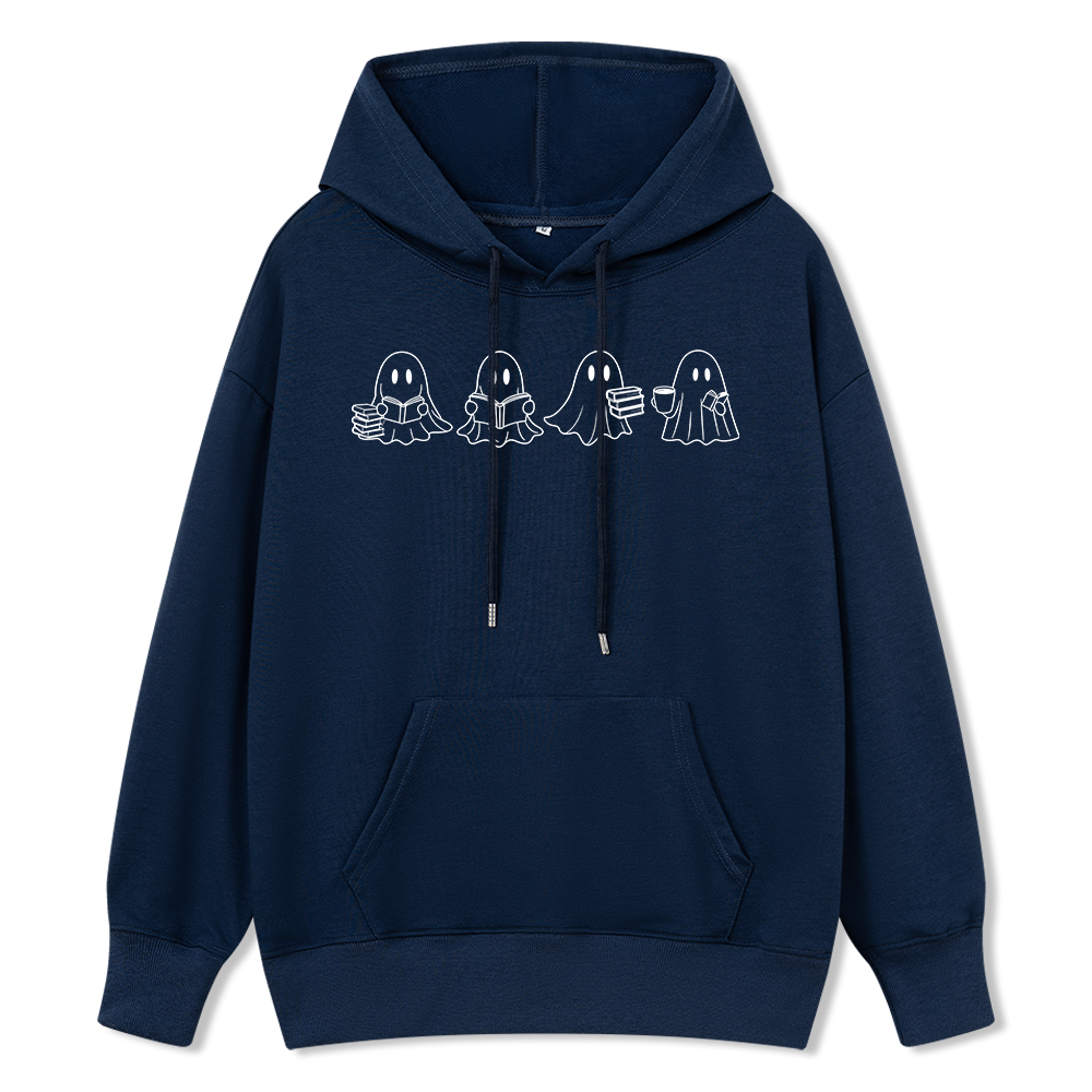 Pagewings Halloween Cute Ghost Reading Books Unisex Classic Hoodie