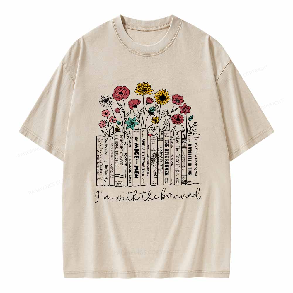 Pagewings Banned Books Shirt Unisex Washed T-shirt