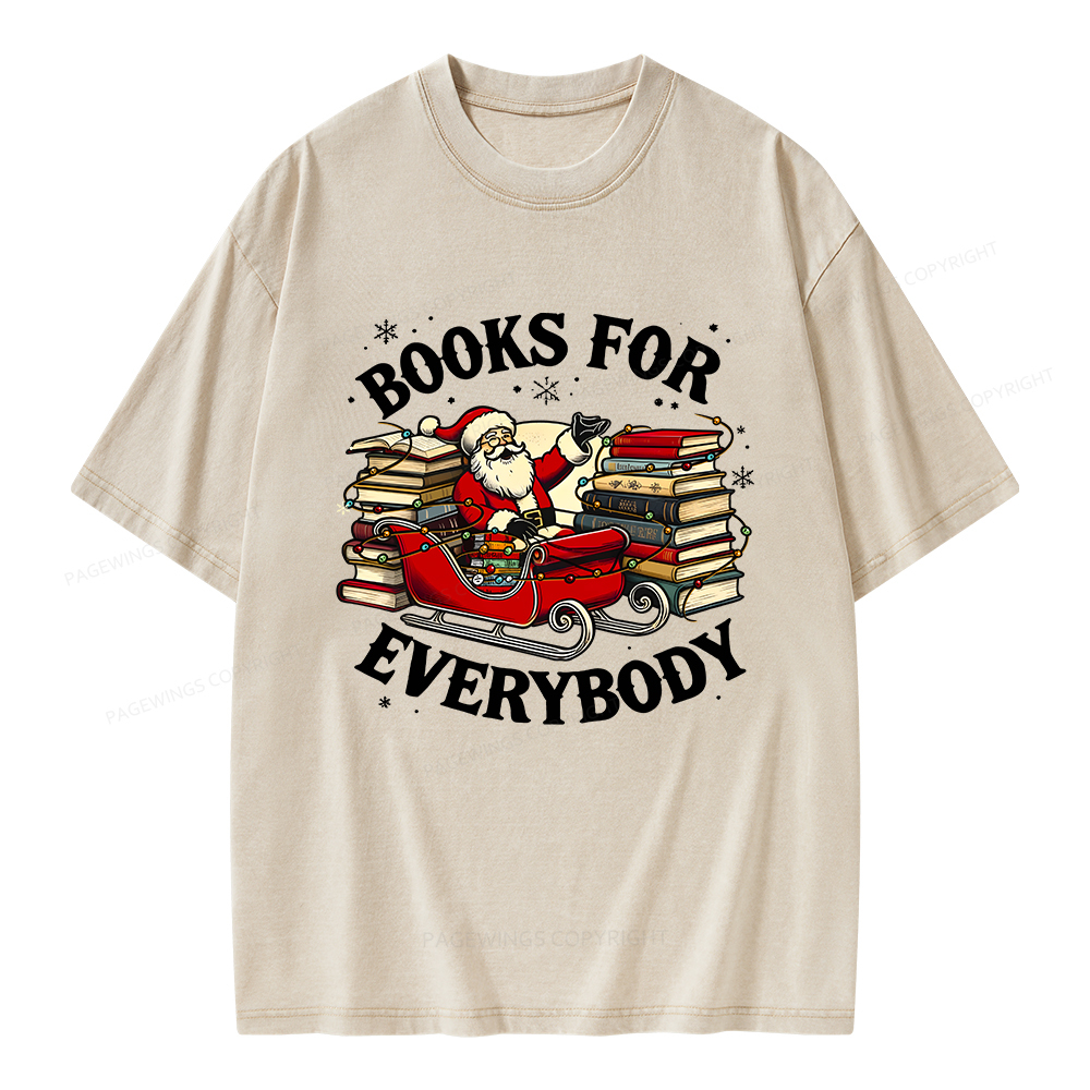 Pagewings Christmas Santa Book Lover Unisex Washed T-shirt