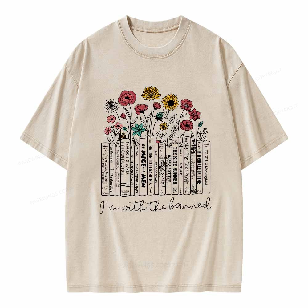 Pagewings Banned Books Shirt Unisex Washed T-shirt