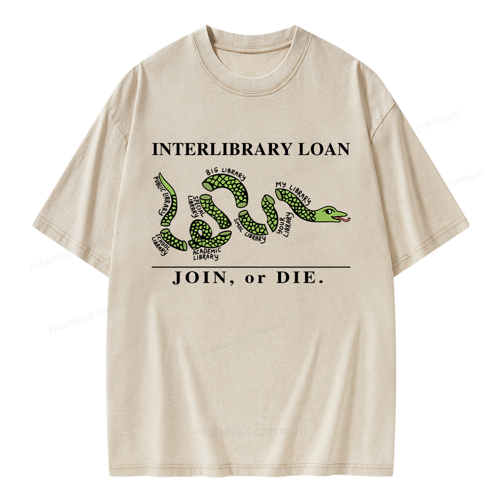 Pagewings Interlibrary Loan Unisex Washed T-shirt