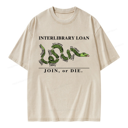 Pagewings Interlibrary Loan Unisex Washed T-shirt