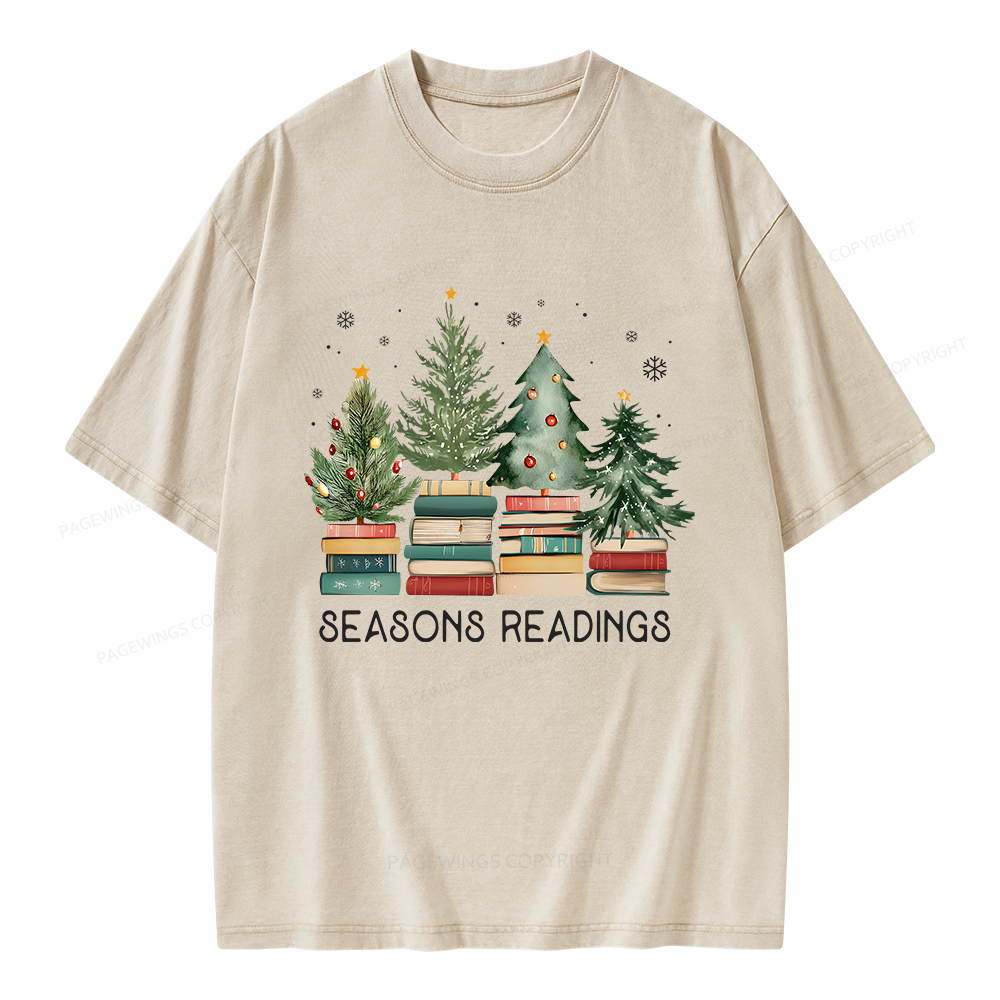 Pagewings Bookish Christmas Unisex Washed T-shirt