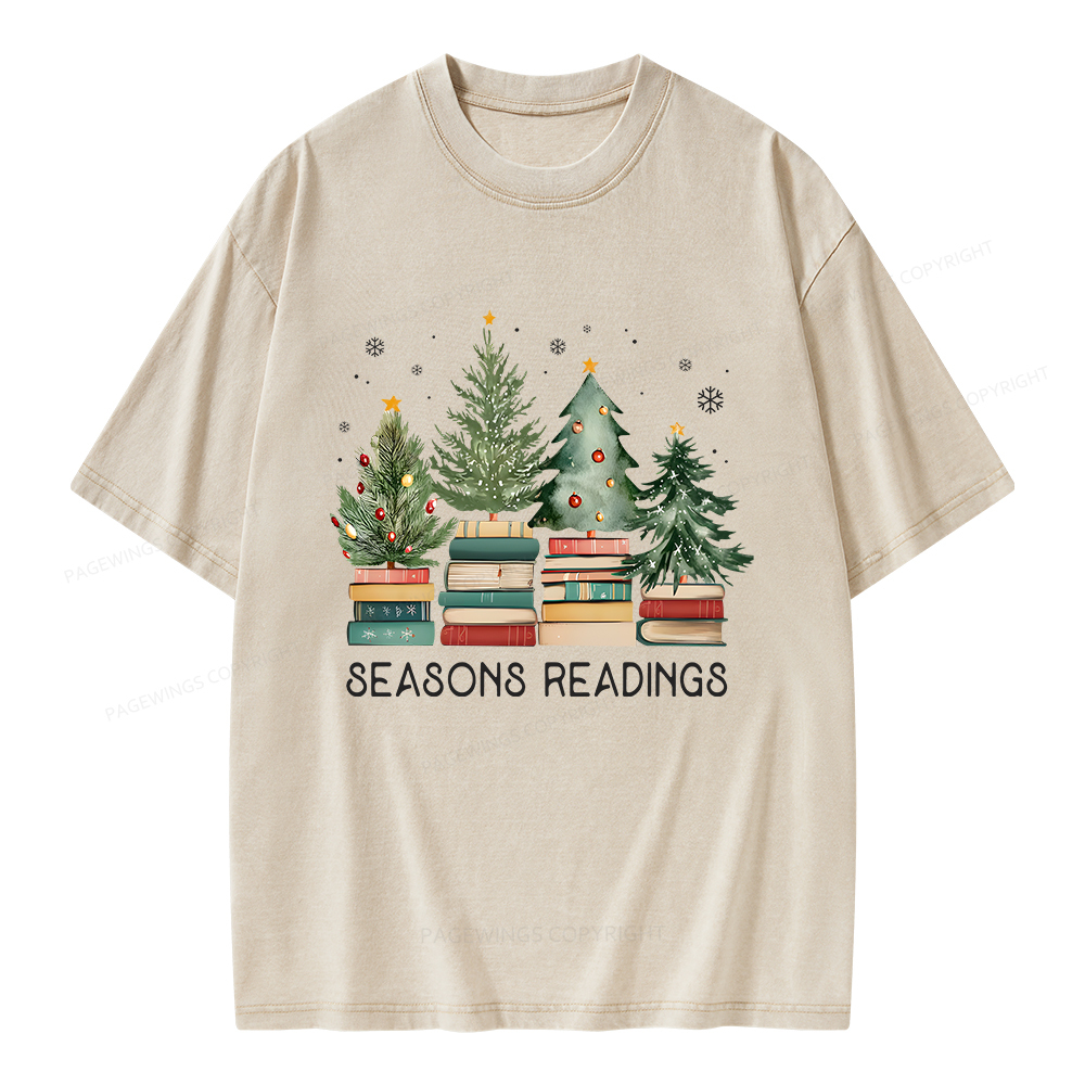 Pagewings Bookish Christmas Unisex Washed T-shirt
