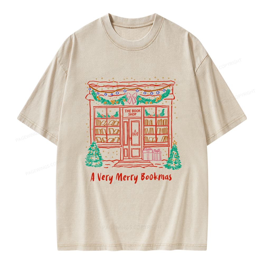 Pagewings Very Merry Bookmas Unisex Washed T-shirt