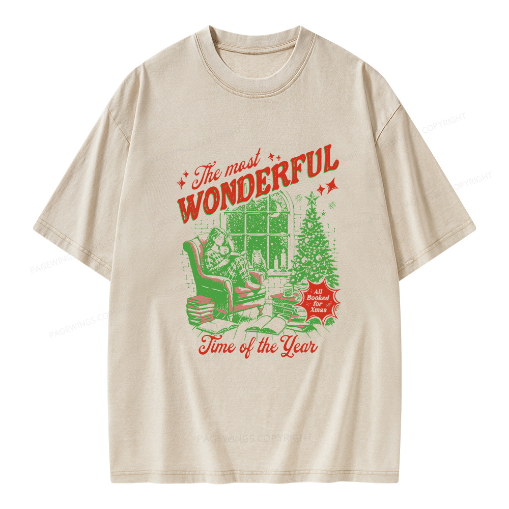 Pagewings All Booked for Christmas Unisex Washed T-shirt