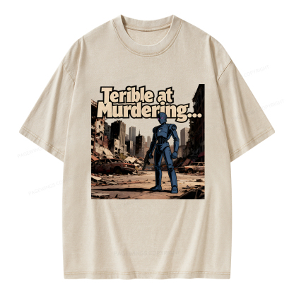 Pagewings Terible At Murdering... Great At Binging Unisex Washed T-shirt