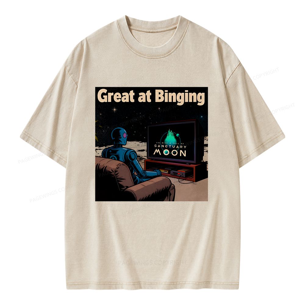 Pagewings Great At Binging Unisex Washed T-shirt