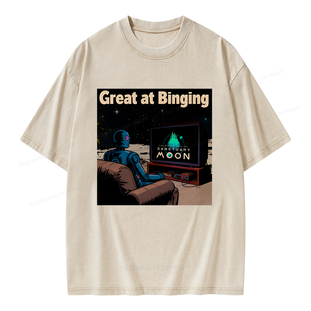 Pagewings Great At Binging Unisex Washed T-shirt