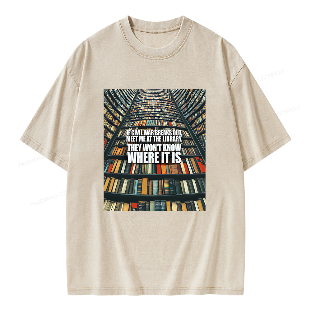Pagewings Meet Me At The Library Unisex Washed T-shirt