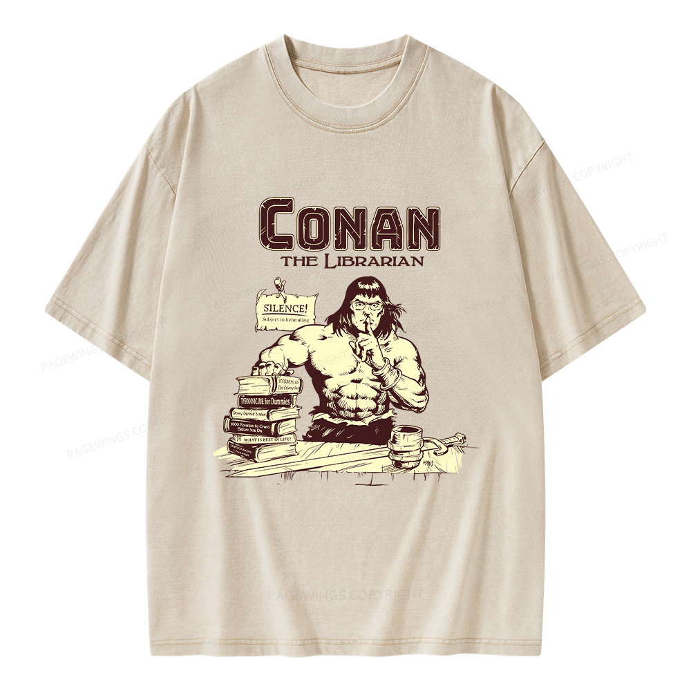 Pagewings Conan the Librarian Unisex Washed T-shirt