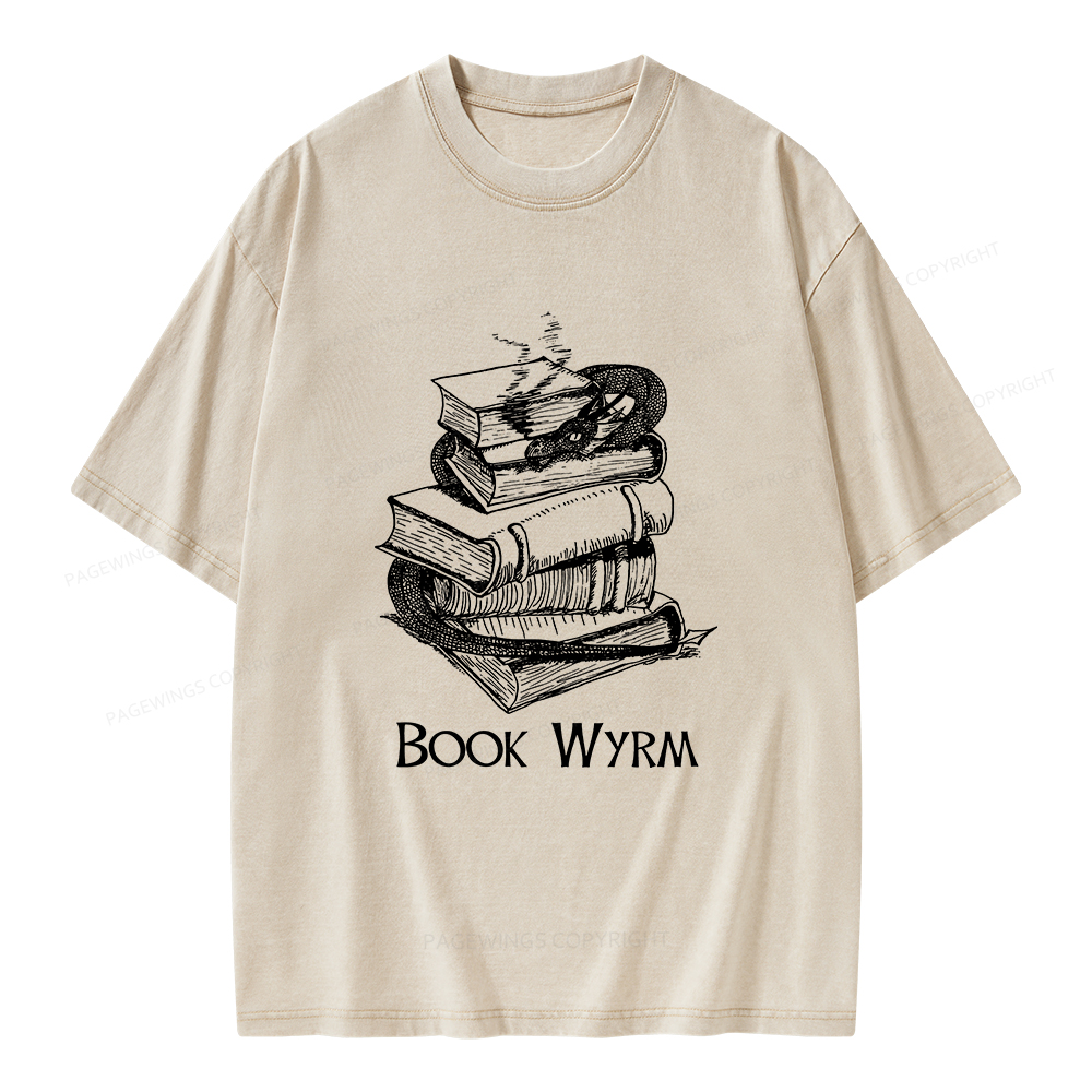 Pagewings Book Wyrm Unisex Washed T-shirt