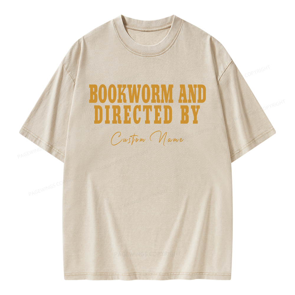 Pagewings Personalized Name Bookworm and Midnight Reader Unisex Washed T-shirt