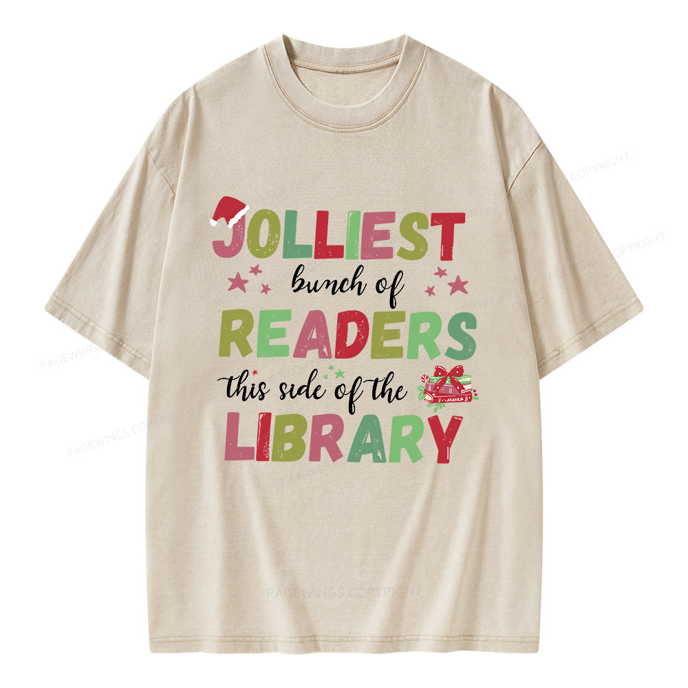 Pagewings Jolliest Bunch Of Readers This Side Of The Library Unisex Washed T-shirt