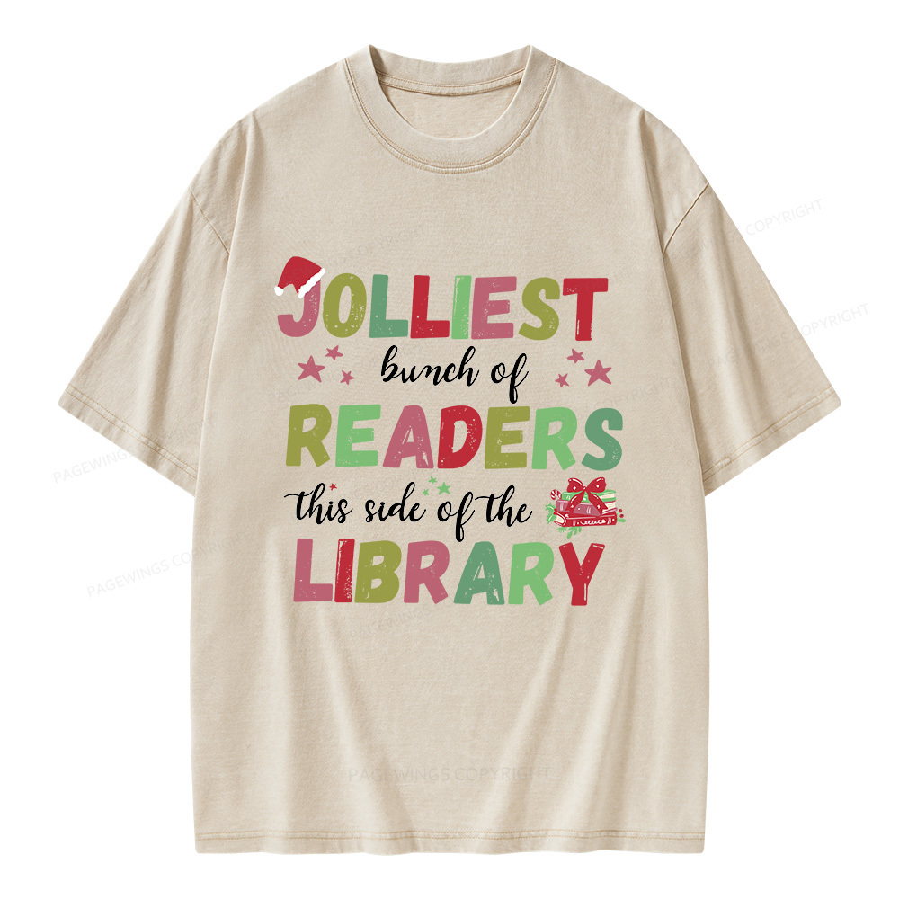Pagewings Jolliest Bunch Of Readers This Side Of The Library Unisex Washed T-shirt