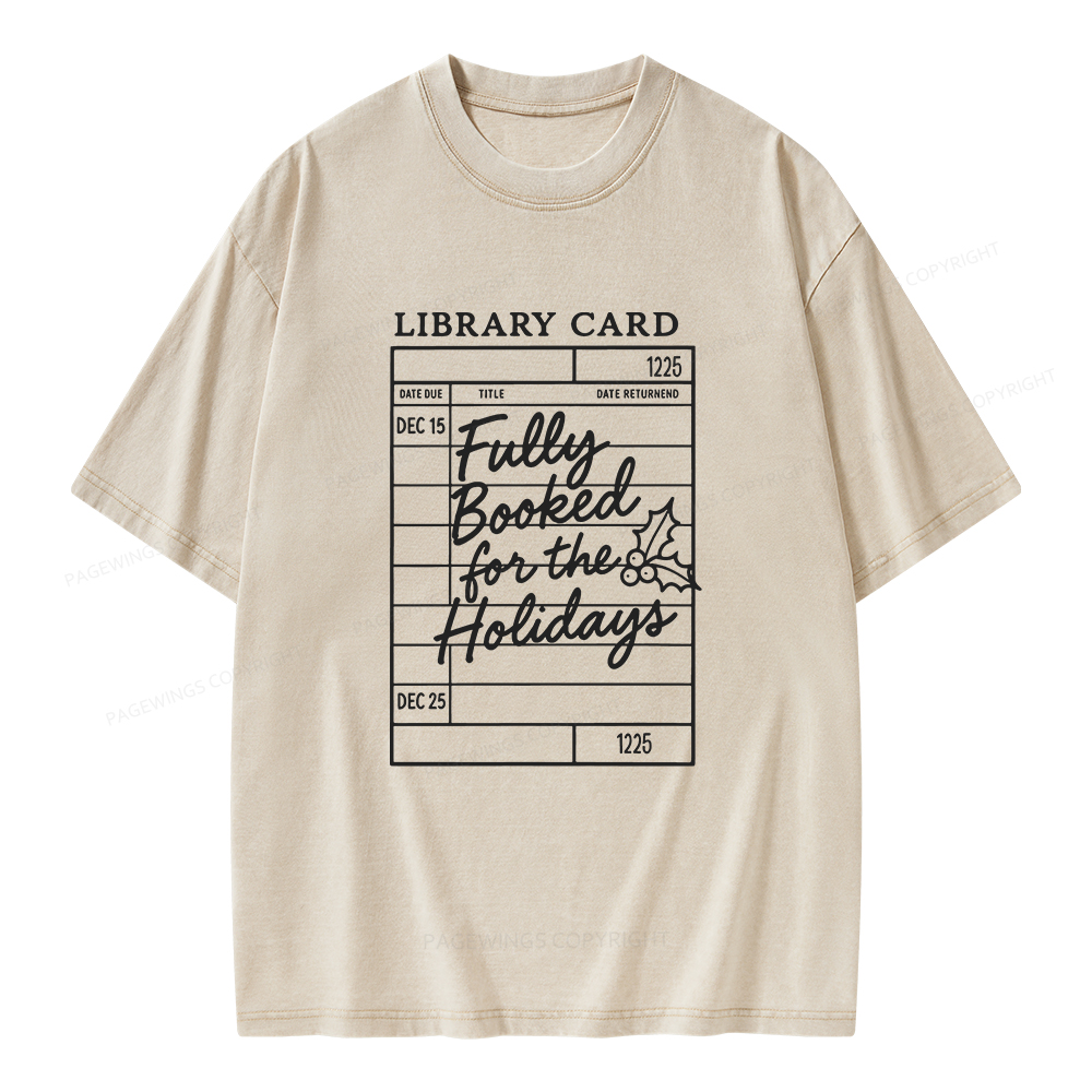 Pagewings Library Card Christmas Unisex Washed T-shirt