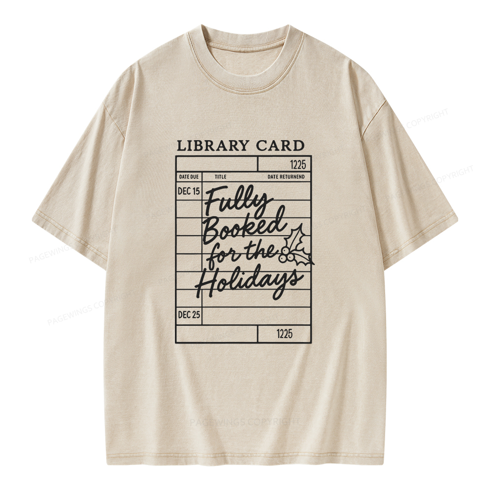 Pagewings Library Card Christmas Unisex Washed T-shirt