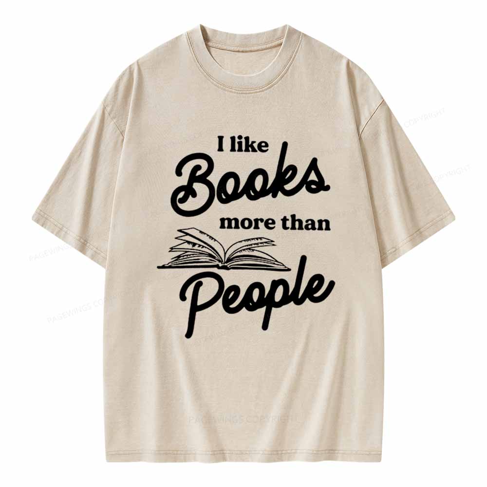 Pagewings Books More Than People Unisex Tee Unisex Washed T-shirt