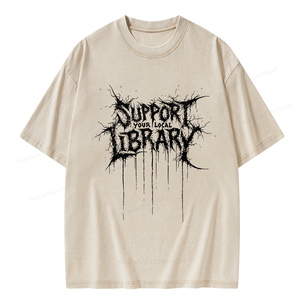 Pagewings Support Your Local Library Unisex Washed T-shirt