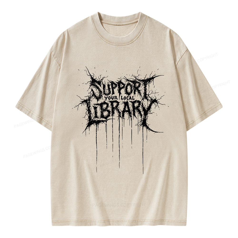 Pagewings Support Your Local Library Unisex Washed T-shirt
