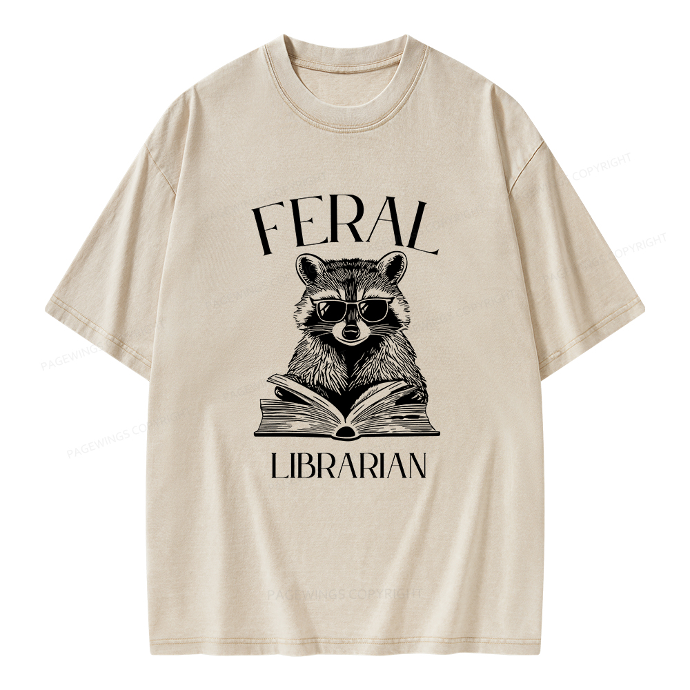 Pagewings Feral Librarian Unisex Washed T-shirt