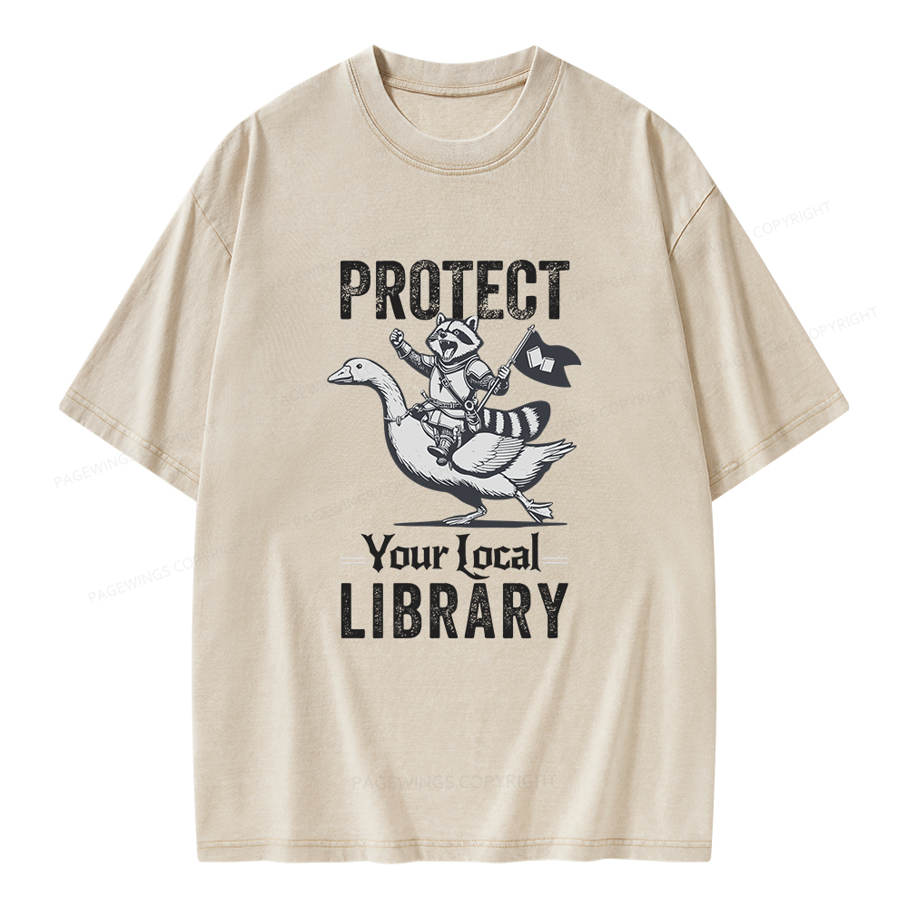 Pagewings Protect Your Local Library Unisex Washed T-shirt