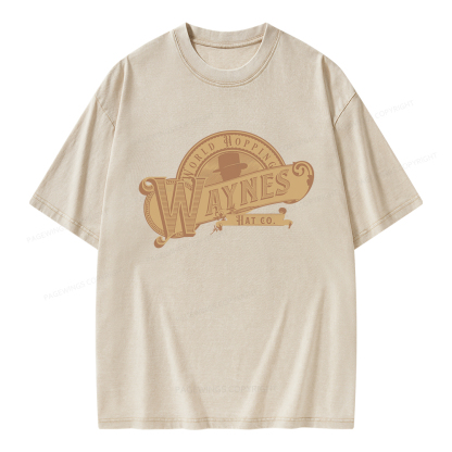 Pagewings World Hopping Waynes Hat Co Unisex Washed T-shirt