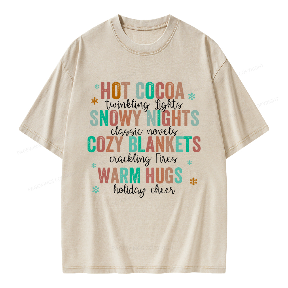 Pagewings Cozy Season Classic Novels Unisex Washed T-shirt