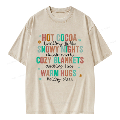 Pagewings Cozy Season Classic Novels Unisex Washed T-shirt