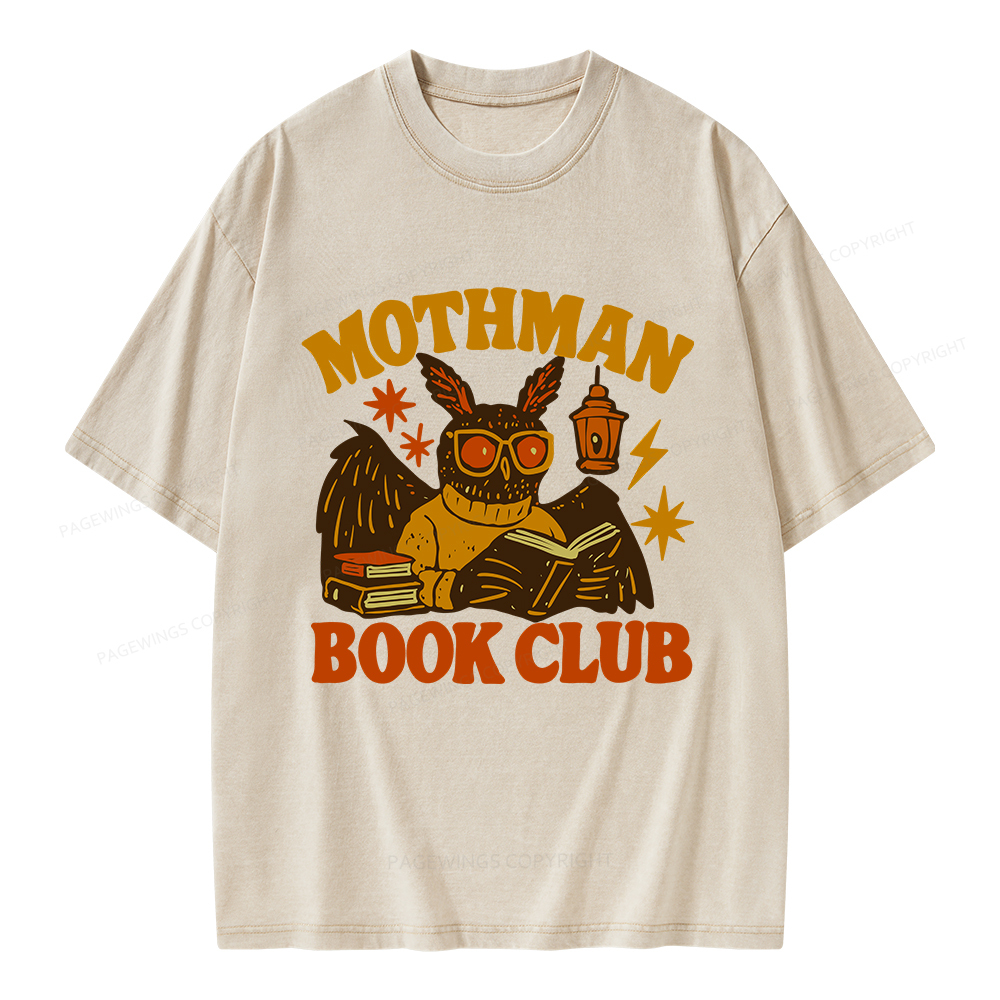 Pagewings Mothman Book Club Unisex Washed T-shirt