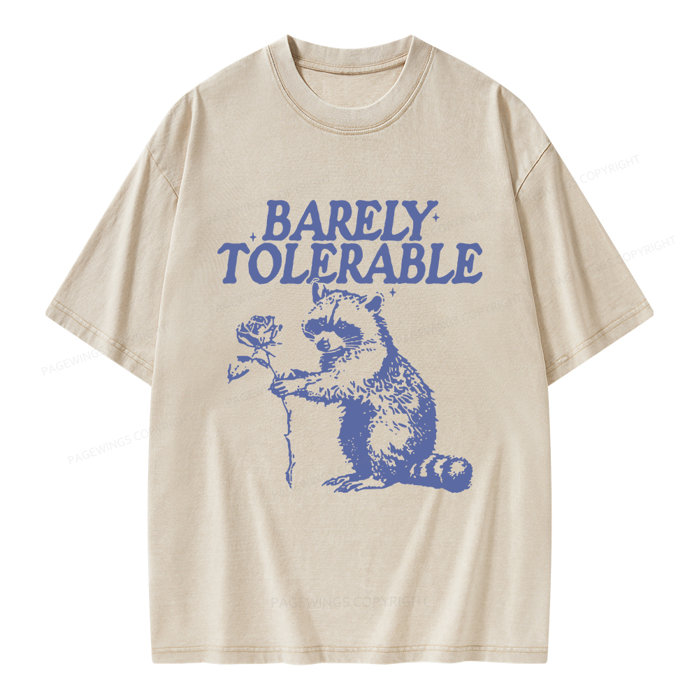 Pagewings Raccoon Barely Tolerable Unisex Washed T-shirt