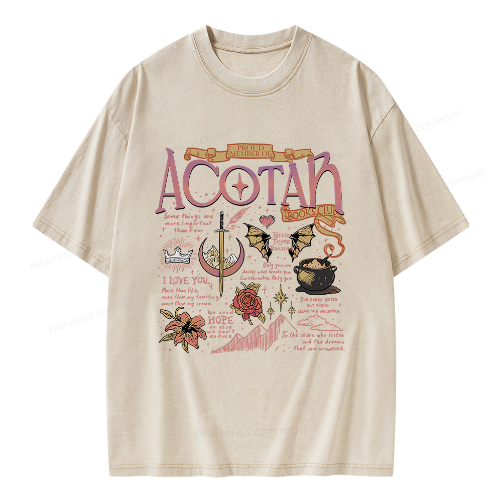 Pagewings Fantasy Book Unisex Washed T-shirt