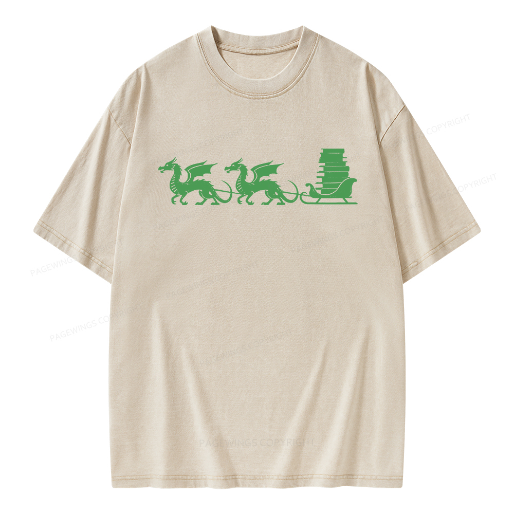 Pagewings Dragon Christmas Unisex Washed T-shirt