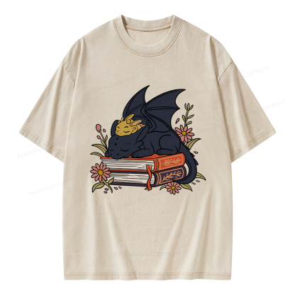 Pagewings Dragon Book Unisex Washed T-shirt