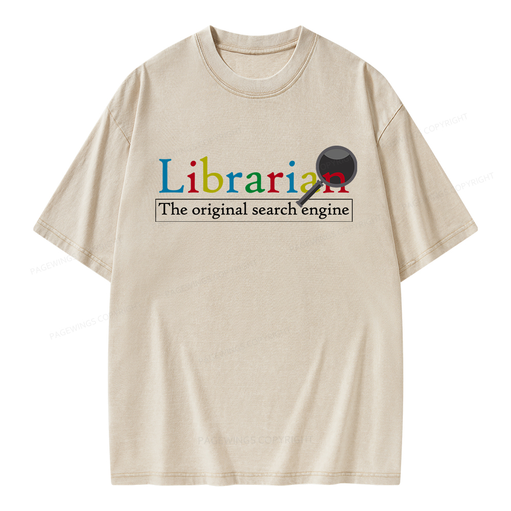 Pagewings The Original Search Engine Librarian Unisex Washed T-shirt
