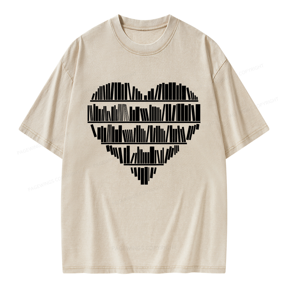 Pagewings Book Lover Valentine's Day Unisex Washed T-shirt