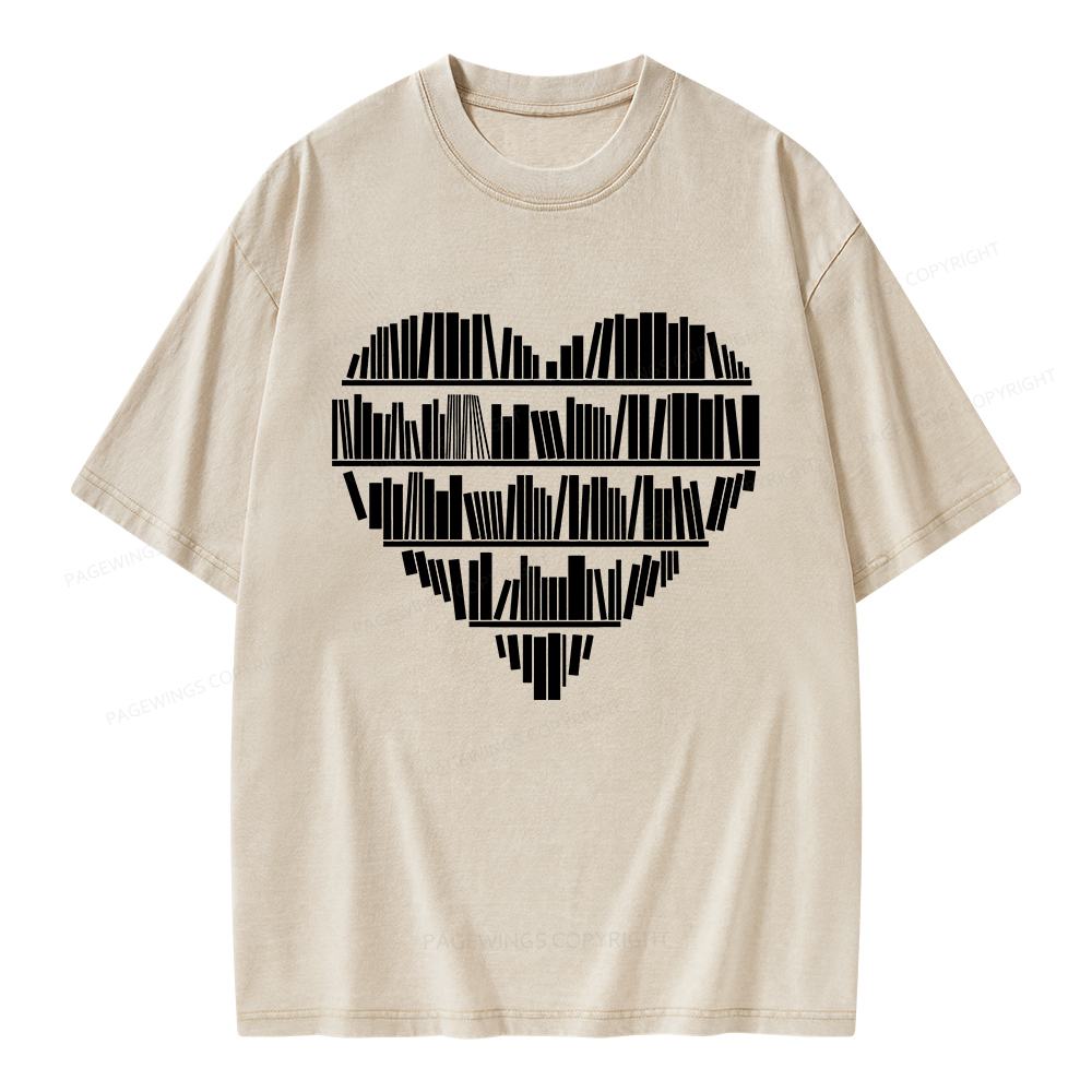 Pagewings Book Lover Valentine's Day Unisex Washed T-shirt