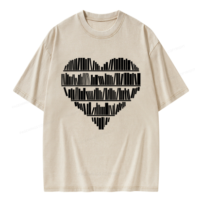 Pagewings Book Lover Valentine's Day Unisex Washed T-shirt