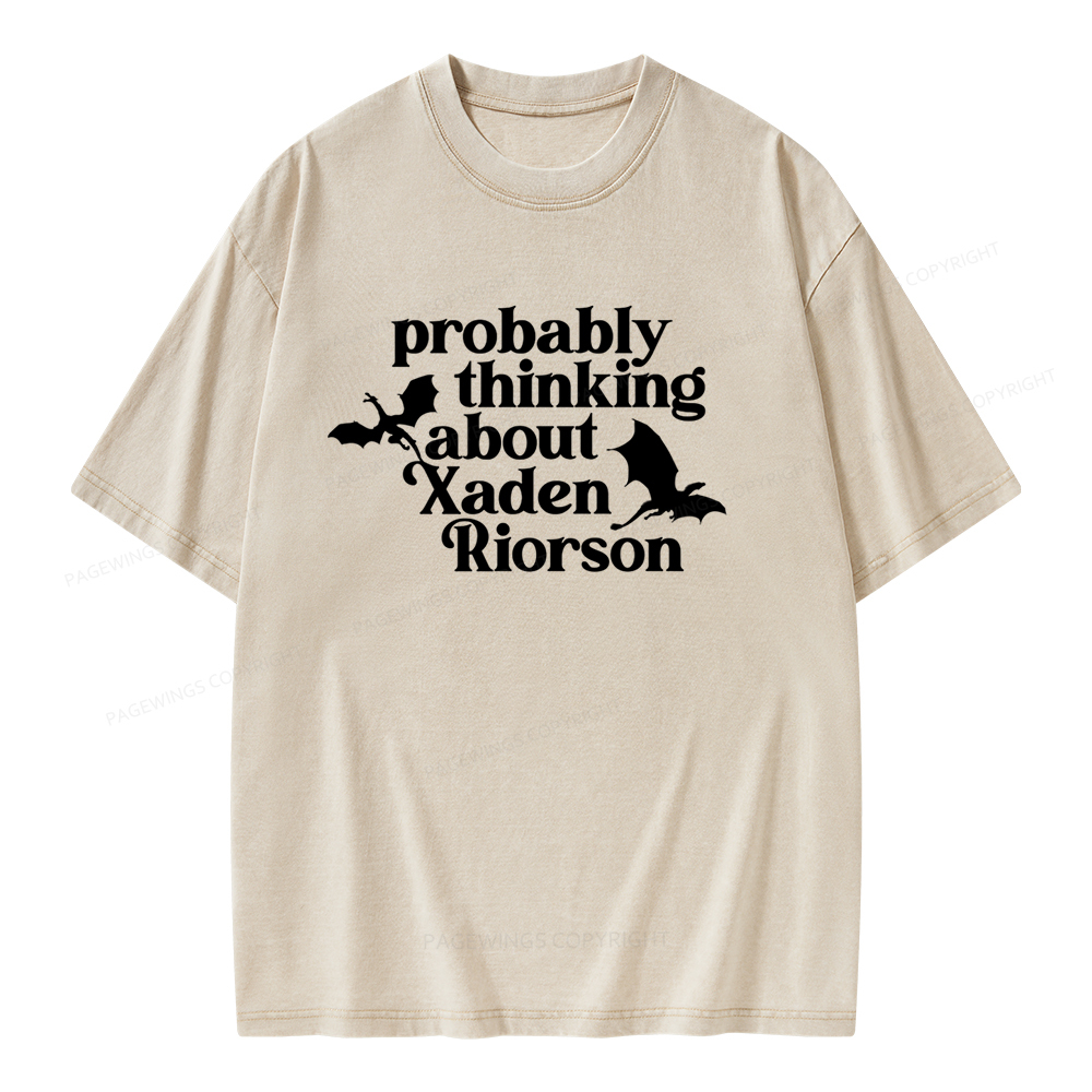 Pagewings Probably Thinking About Xaden Riorson Unisex Washed T-shirt