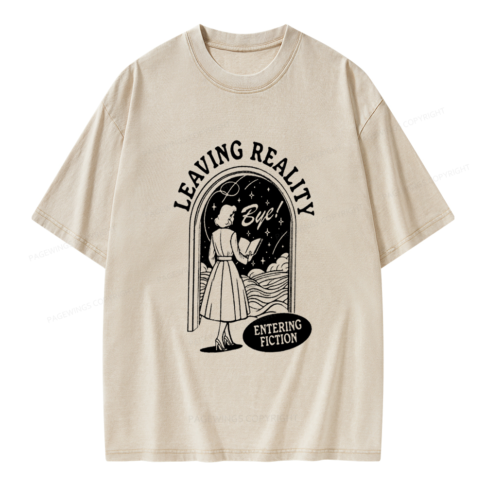 Pagewings Leaving Reality Entering Fiction Shirt Unisex Washed T-shirt