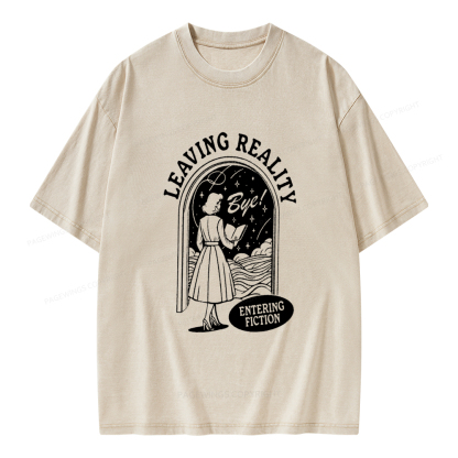 Pagewings Leaving Reality Entering Fiction Shirt Unisex Washed T-shirt
