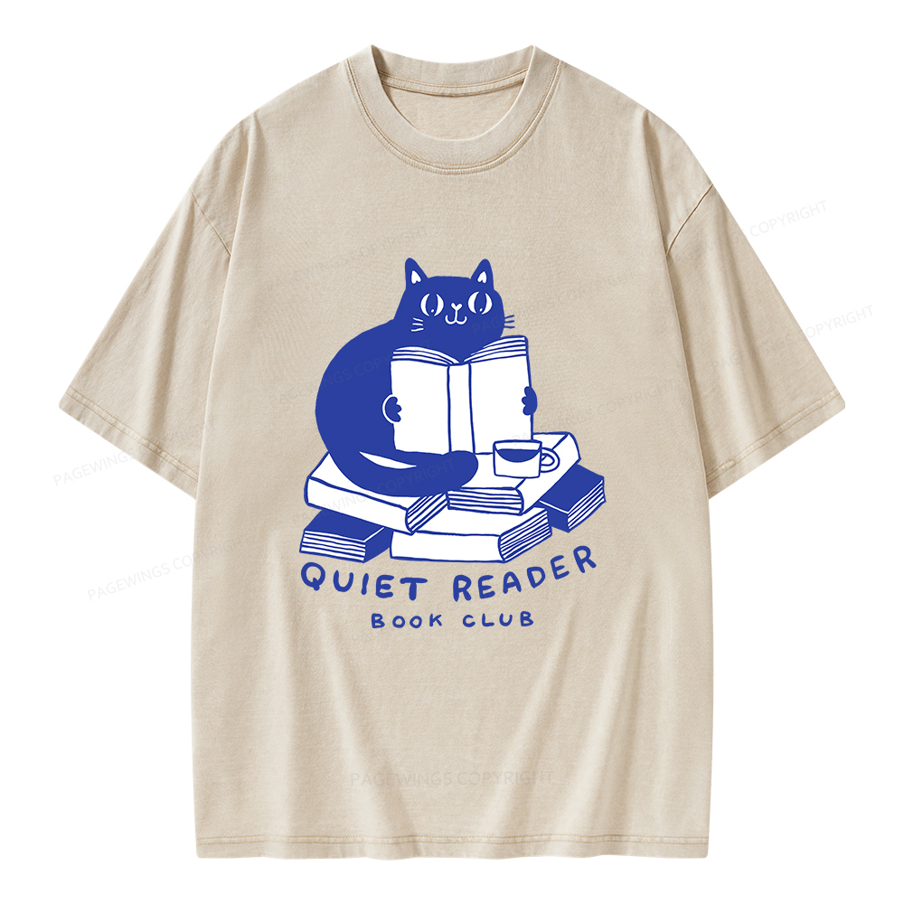 Pagewings Quiet Reader Book Club Unisex Washed T-shirt