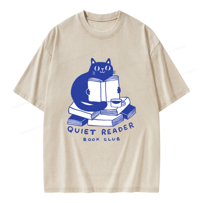 Pagewings Quiet Reader Book Club  Unisex Washed T-shirt