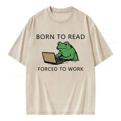 Pagewings Born to Read Forced to Work Unisex Washed T-shirt