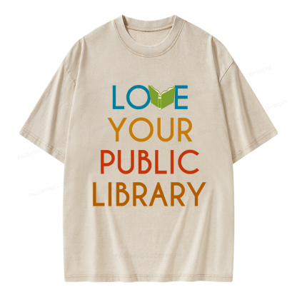 Pagewings Love Your Public Library Unisex Washed T-shirt